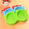 Cat Pets Feed Double Plastic Rounded Bowl