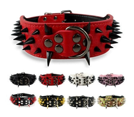 Sharp Spiked Studded Leather Dog Collars